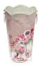 American Style Retro Flower Barrel Wavy Edged Iron Decorative Flowers Vase, Pink