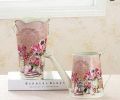 American Style Retro Flower Barrel Wavy Edged Iron Decorative Flowers Vase, Pink