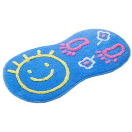 Creative Fashion Lovely Smiling Non-slip Fuzzy Doormats Rugs Blue 14.9"*28"